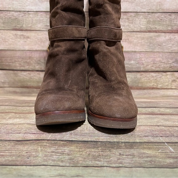 Prada Brown Suede Heeled Boots - Picture 5 of 11